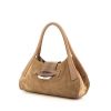 Tod's bag worn on the shoulder or carried in the hand in beige suede and beige leather - 00pp thumbnail