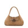 Tod's bag worn on the shoulder or carried in the hand in beige suede and beige leather - 360 thumbnail