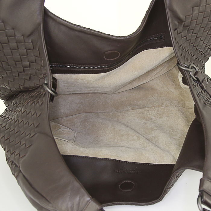 Bolso de mano Bottega Veneta Campana modelo grande en cuero intrecciato marrón - Detail D2