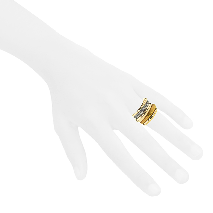 Bague Pomellato Tubolare en or jaune,  or blanc et diamants - Detail D1