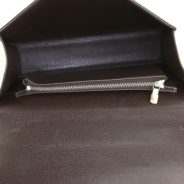 Borsa Louis Vuitton Malesherbes in tela a scacchi marrone e pelle marrone - Detail D2