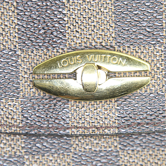 Sac à main Louis Vuitton Malesherbes en toile damier marron et cuir marron - Detail D3