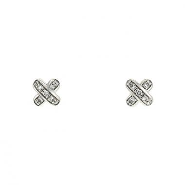 Paire de clous d'oreilles époque années 90 Chaumet Lien en or blanc et diamants