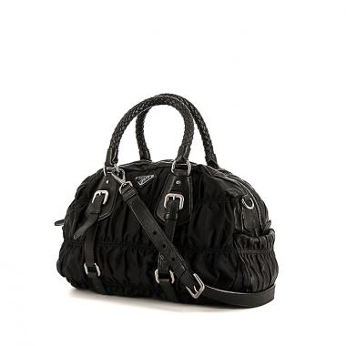 Sac à main Prada en toile noire et cuir noir