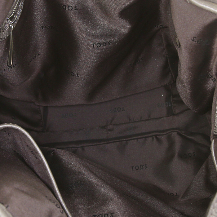 Sac cabas Tod's G-Bag en toile enduite taupe et cuir taupe - Detail D3