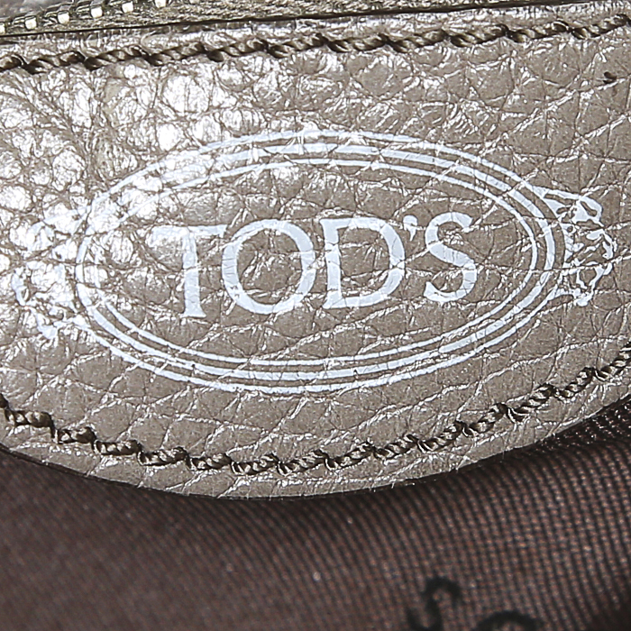 Bolso Cabás Tod's G-Bag en lona revestida color topo y cuero color topo - Detail D4