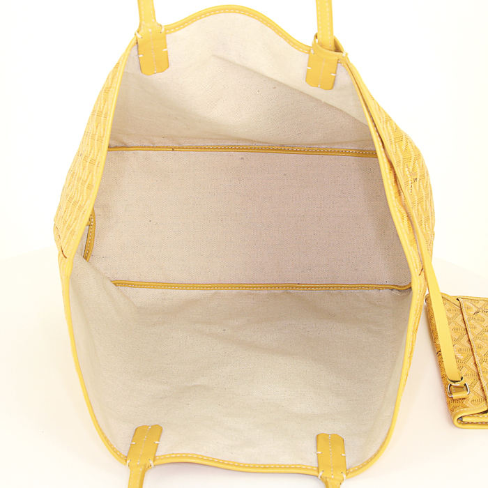 Shopping bag Goyard Saint-Louis in tela monogram gialla e pelle gialla - Detail D2
