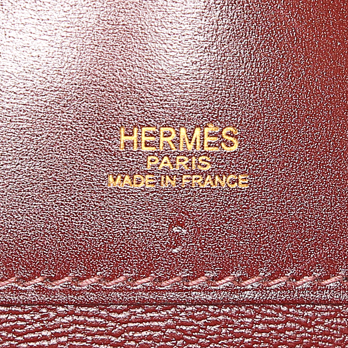Pochette Hermès Kelly - Clutch en cuir box bordeaux - Detail D3