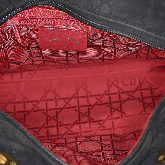 Borsa Dior Lady Dior in tela nera cannage - Detail D2