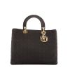 Bolso de mano Dior Lady Dior modelo grande en lona cannage negra - 360 thumbnail