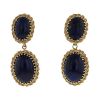 Removable Vintage 1980's pendants earrings in yellow gold and lapis-lazuli - 00pp thumbnail