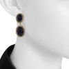 Removable Vintage 1980's pendants earrings in yellow gold and lapis-lazuli - Detail D1 thumbnail