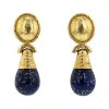 Paire de pendants d'oreilles époque années 90 Vintage en or jaune et lapis-lazuli - 00pp thumbnail