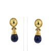 Vintage 1990's pendants earrings in yellow gold and lapis-lazuli - 360 thumbnail