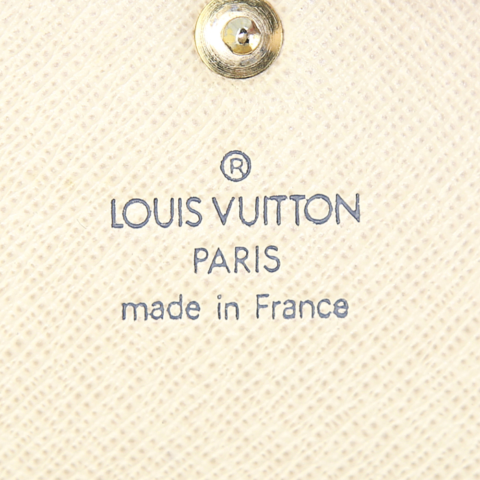 Louis Vuitton wallet in azur damier canvas and white leather - Detail D3