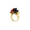 Vintage 1970's ring in 14 carats yellow gold,  onyx and coral - 00pp thumbnail