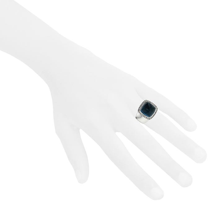 Fred Pain de Sucre medium model ring in white gold,  diamonds and topaz - Detail D1