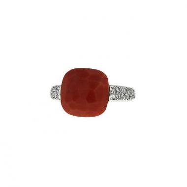 Bague Pomellato Capri en or blanc,  corail et diamants