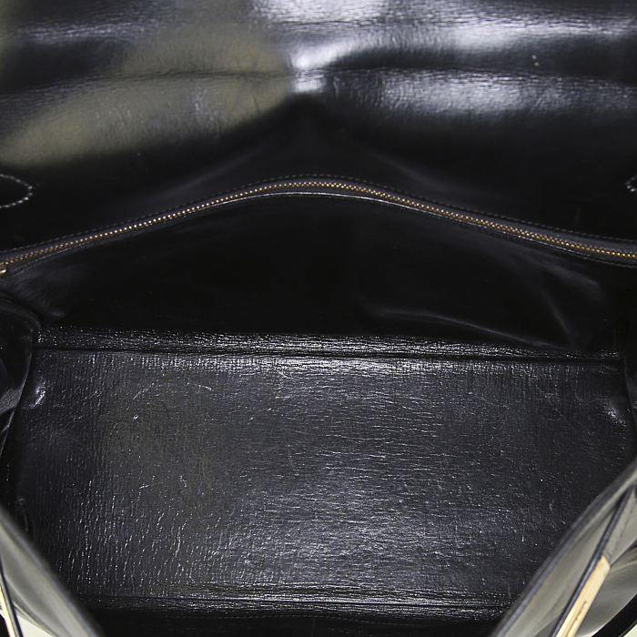 Sac à main Hermes Kelly 35 cm en cuir box noir - Detail D3