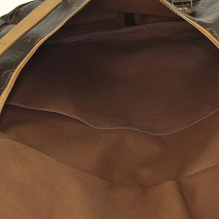 Borsa a tracolla Louis Vuitton Saumur taglia XL in tela monogram cerata e pelle naturale - Detail D4
