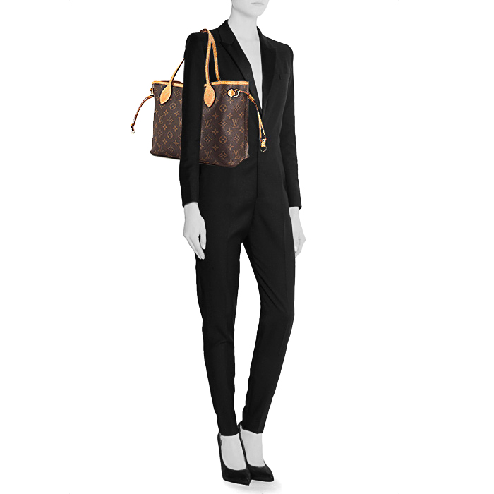 Bolso Cabás Louis Vuitton Neverfull modelo mediano en lona Monogram revestida y cuero natural - Detail D1