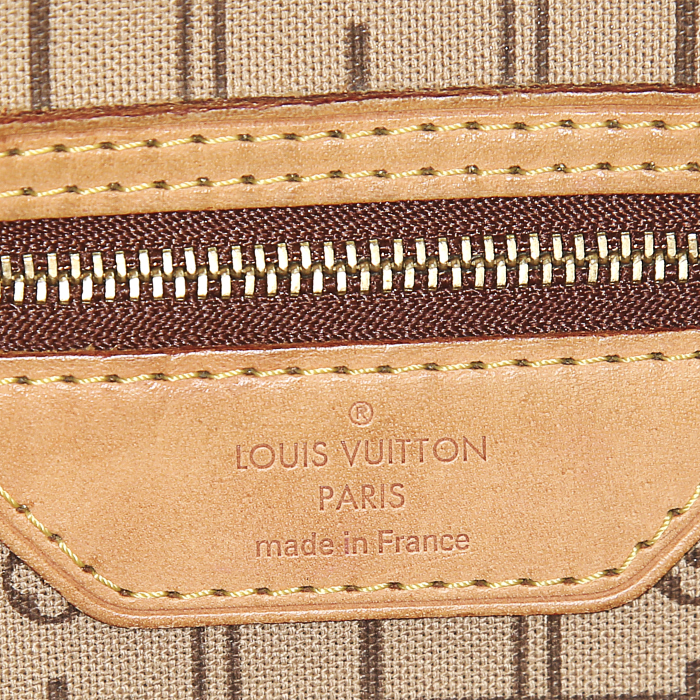 Bolso Cabás Louis Vuitton Neverfull modelo mediano en lona Monogram revestida y cuero natural - Detail D3