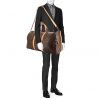 Bolsa de viaje Louis Vuitton Keepall 50 cm en lona Monogram revestida marrón y cuero natural - Detail D1 thumbnail