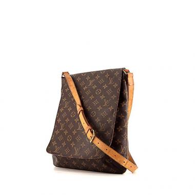 Borsa a spalla Louis Vuitton Musette modello grande in tela monogram cerata e pelle naturale