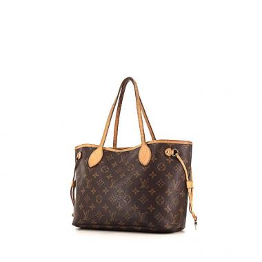 Shopping bag Louis Vuitton Neverfull modello piccolo in tela monogram cerata e pelle naturale