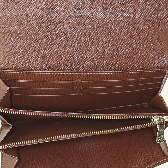 Portefeuille Louis Vuitton Sarah en toile monogram enduite et cuir marron - Detail D3