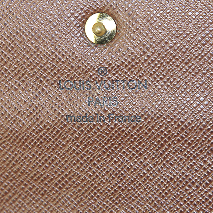 Portefeuille Louis Vuitton Sarah en toile monogram enduite et cuir marron - Detail D4