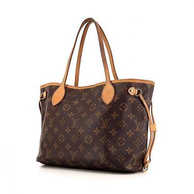 Shopping bag Louis Vuitton Neverfull modello piccolo in tela monogram cerata e pelle naturale