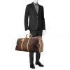 Bolsa de viaje Louis Vuitton Keepall 60 cm en lona Monogram revestida y cuero natural - Detail D1 thumbnail