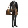 Bolsa de viaje Louis Vuitton Keepall 60 cm en lona Monogram revestida y cuero natural - Detail D2 thumbnail