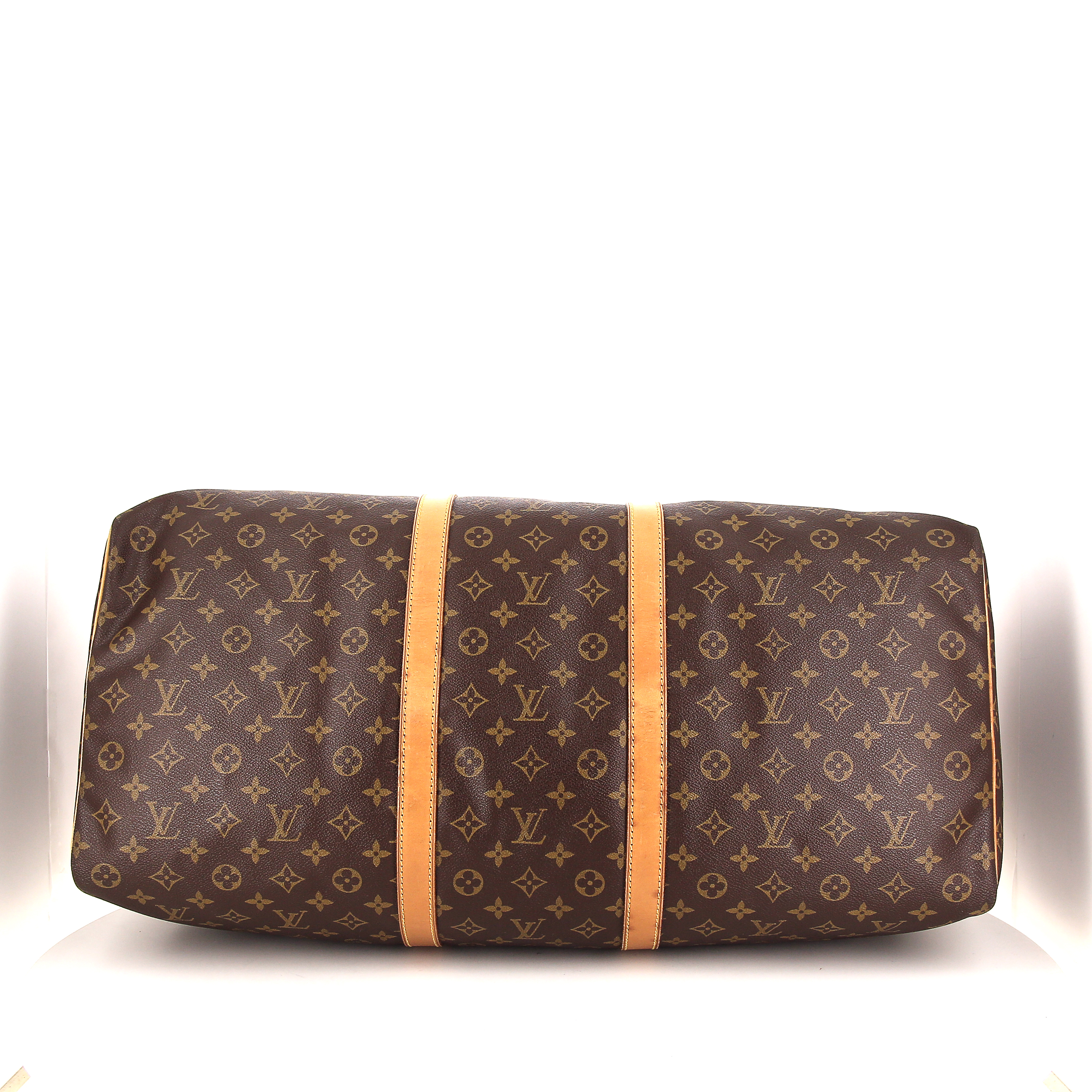 Borsa da viaggio Louis Vuitton Keepall 60 cm in tela monogram e pelle naturale - Detail D2