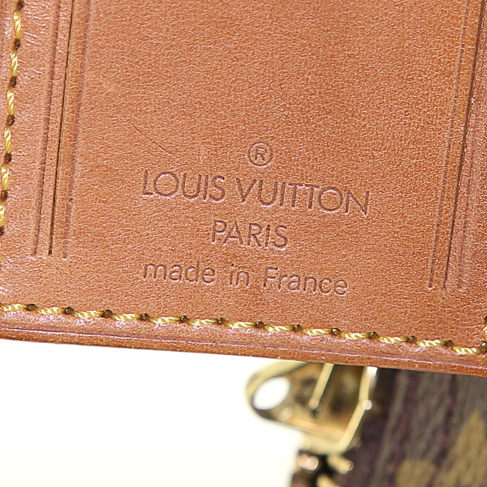 Borsa da viaggio Louis Vuitton Keepall 60 cm in tela monogram e pelle naturale - Detail D4