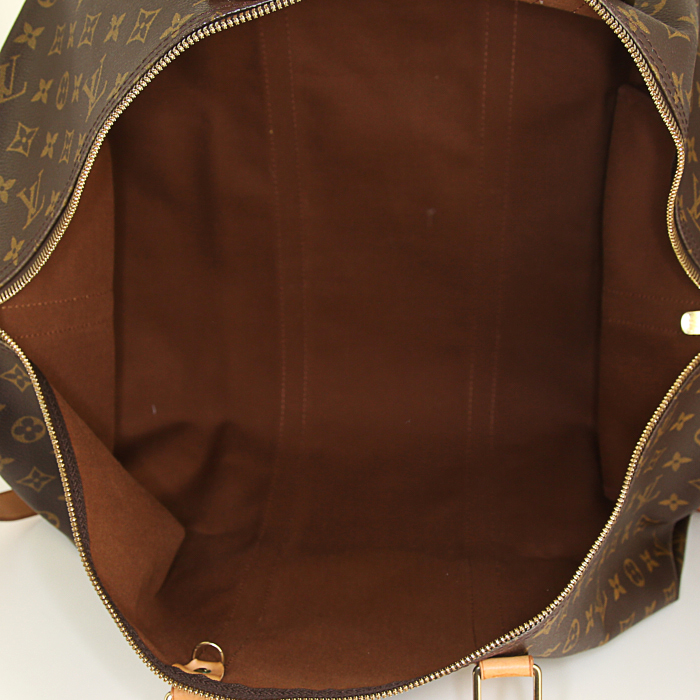 Louis Vuitton  Keepall 55 travel bag  in brown monogram canvas  and natural leather - Detail D4