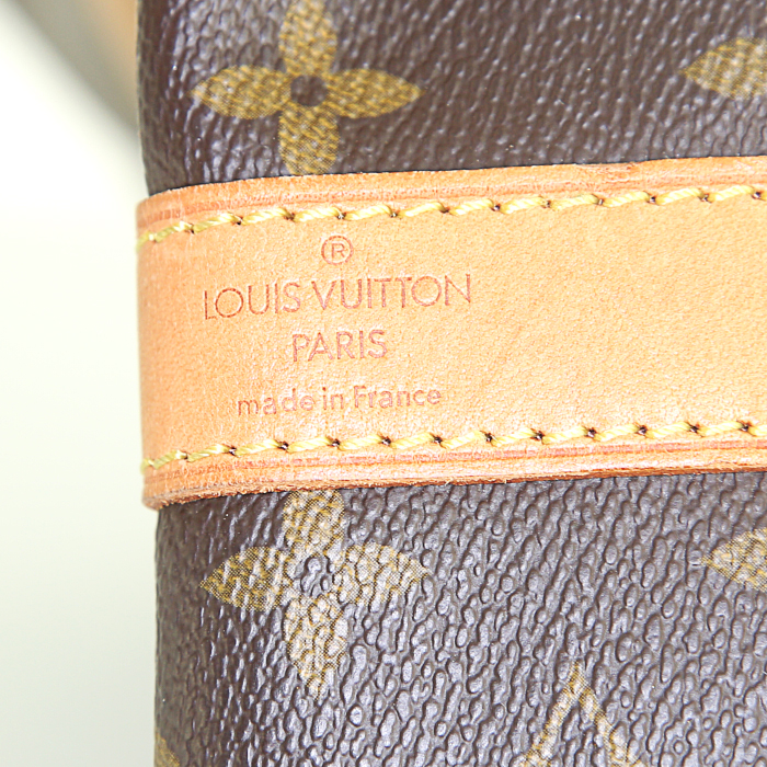 Borsa da viaggio Louis Vuitton  Keepall 55 in tela monogram marrone e pelle naturale - Detail D5