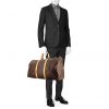 Bolsa de viaje Louis Vuitton Keepall 50 cm en lona Monogram marrón y cuero natural - Detail D1 thumbnail