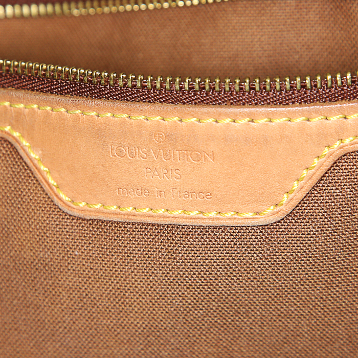 Shopping bag Louis Vuitton Mezzo in tela monogram cerata e pelle naturale - Detail D3