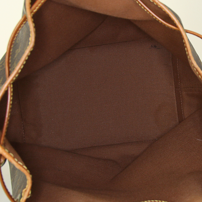 Borsa Louis Vuitton Noé modello grande in tela monogram marrone e pelle naturale - Detail D2