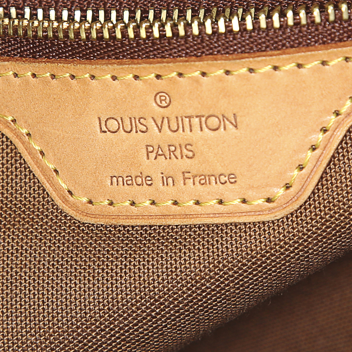 Bolso Cabás Louis Vuitton Piano en lona Monogram marrón y cuero natural - Detail D3