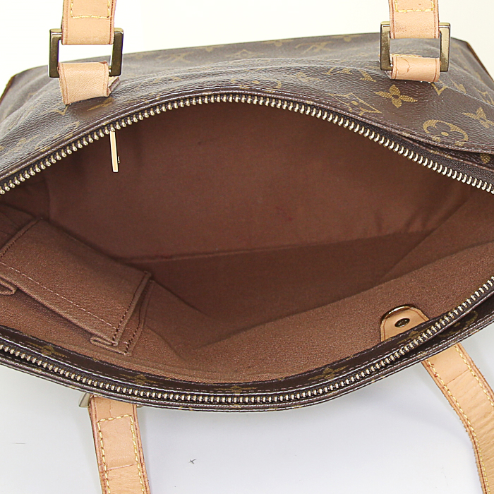 Shopping bag Louis Vuitton Piano in tela monogram marrone e pelle naturale - Detail D2