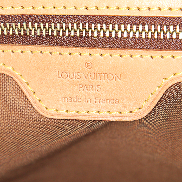 Shopping bag Louis Vuitton Piano in tela monogram marrone e pelle naturale - Detail D3