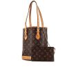Louis Vuitton petit Bucket shopping bag in brown monogram canvas and natural leather - 00pp thumbnail