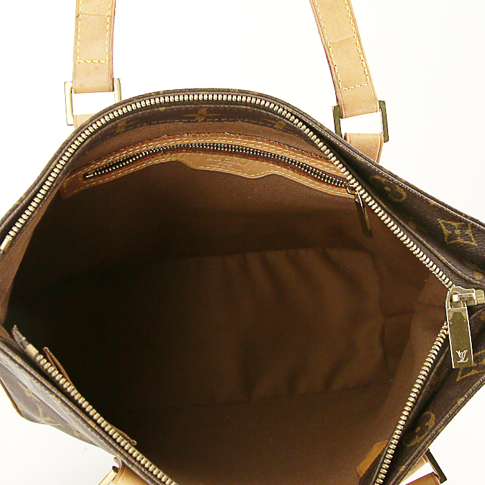 Bolso Cabás Louis Vuitton Piano en lona Monogram y cuero natural - Detail D2