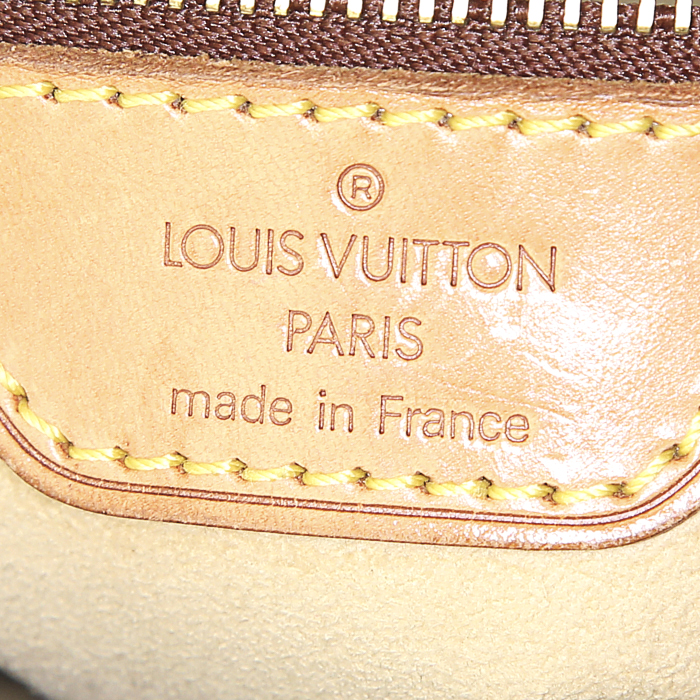 Bolso de mano Louis Vuitton Looping modelo mediano en lona Monogram marrón y cuero natural - Detail D3