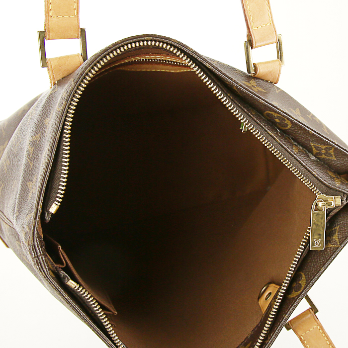 Shopping bag Louis Vuitton Piano in tela monogram cerata e pelle naturale - Detail D2