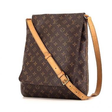 Sac porté épaule Louis Vuitton Musette en toile monogram marron et cuir naturel