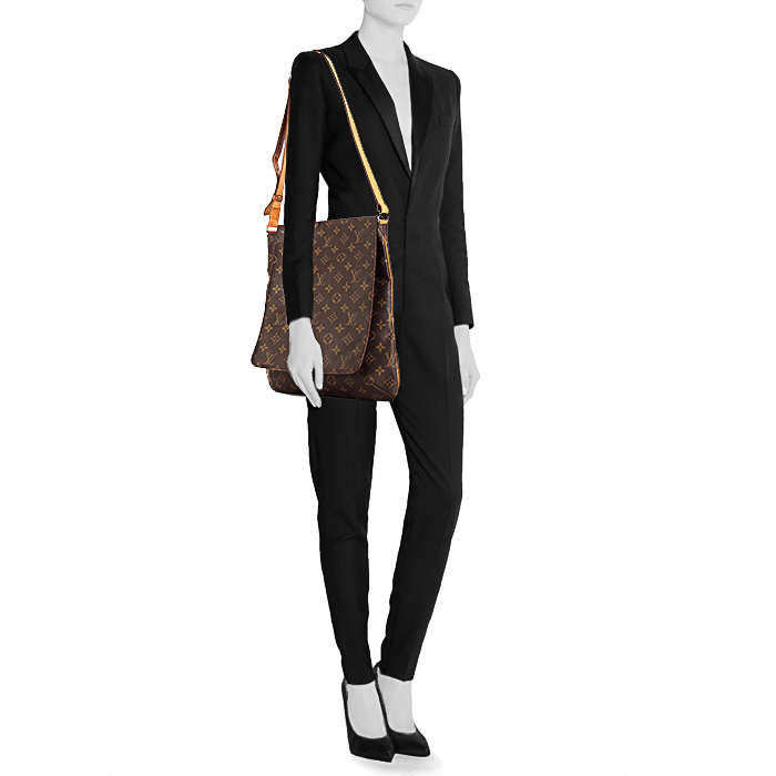 Bolso bandolera Louis Vuitton Musette Salsa en lona Monogram y cuero natural - Detail D1